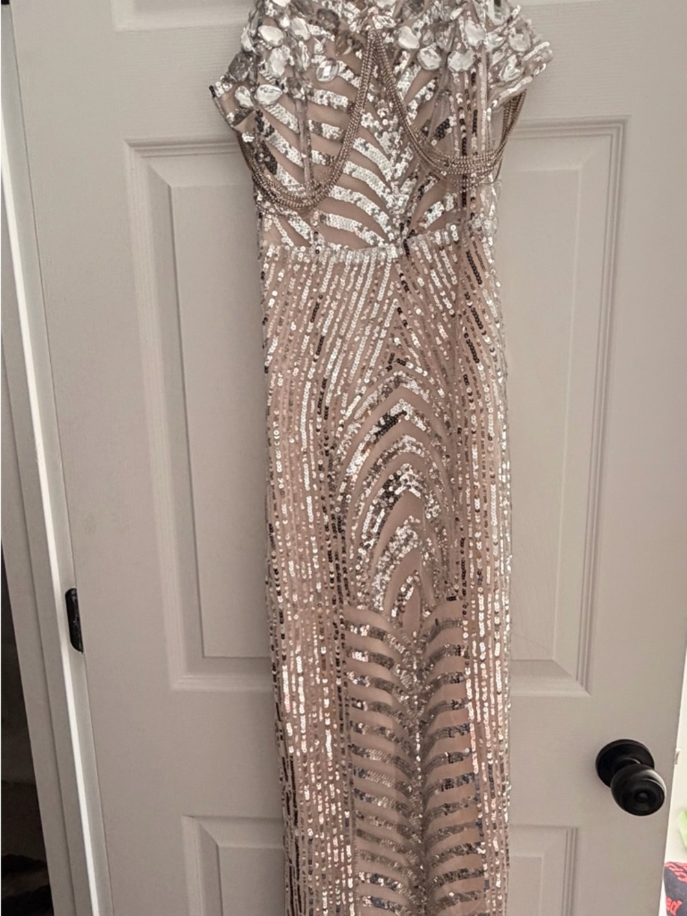 Sequined Nude Beaded Gown
